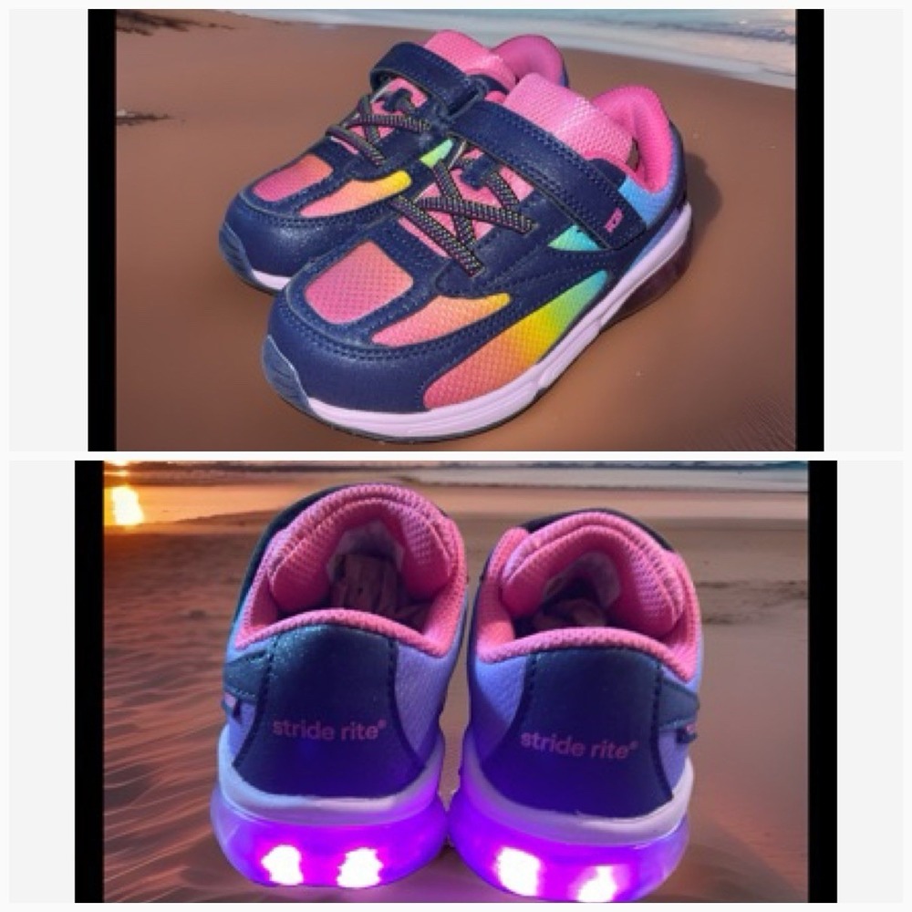 Stride Rite M2P Lighted Phantom Shoes Girls 10W Colorful Hook & Loop Athletic